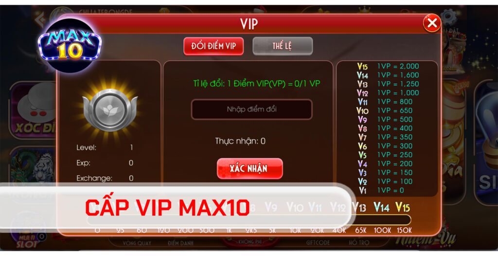 Các cấp vip max10